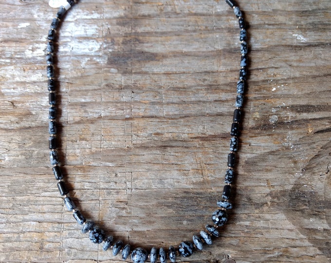 Snowflake Obsidian Necklace Sterling Silver Clasp