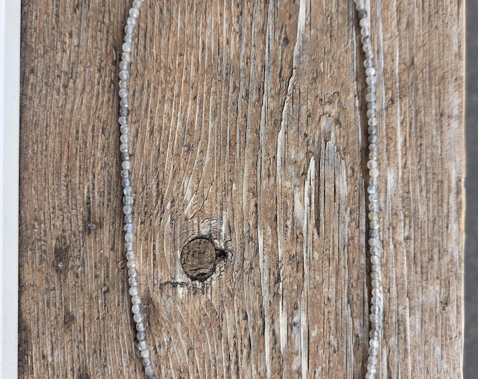 LABRADORITE Faceted Small Bead Sterling Silver Necklace