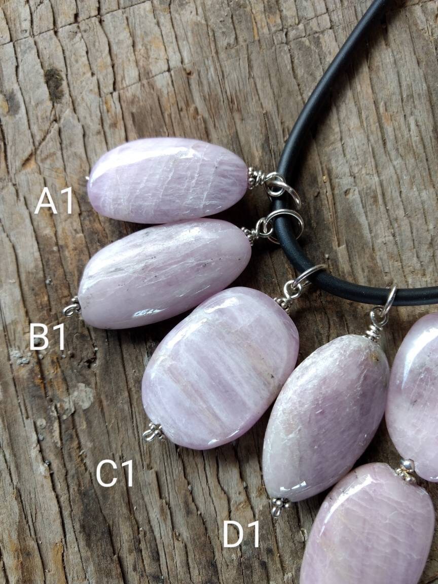 LOVELY KUNZITE Natural Bead Pendant w/Sterling Silver on