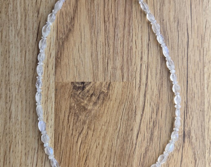 Rainbow Moonstone Faceted Necklace All Natural Semi-Precious Stones Healing Metaphysical