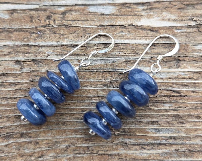 KYANITE Gemstone Earrings Sterling Silver Natural Stone