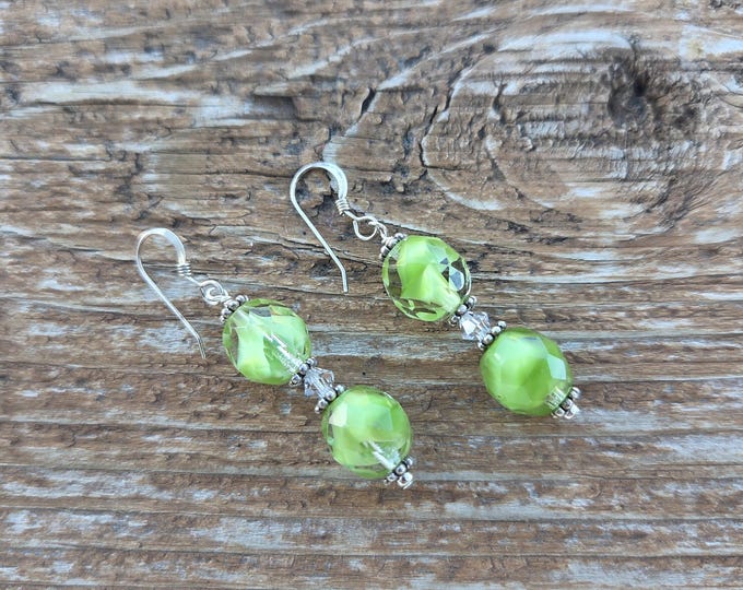 SALE: Vintage German Glass and Swarovski w/ Sterling Silver Earrings