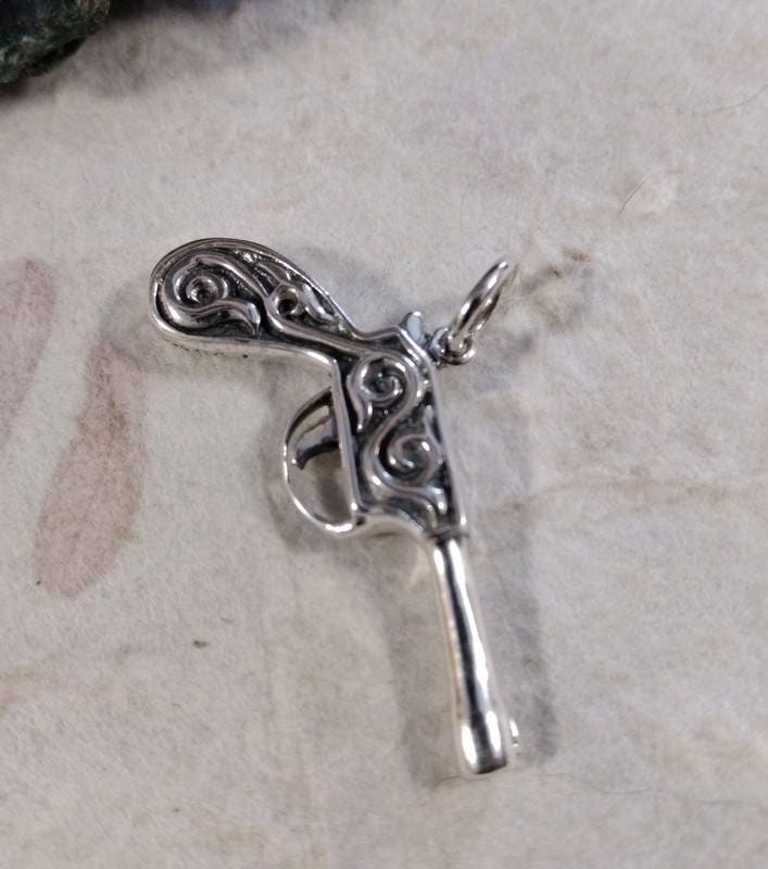 Western PISTOL HANDGUN Cowgirl Cowboy Sterling Silver Pendant Charm ...