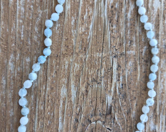 AQUAMARINE Faceted Chakra Necklace All Natural Semi-Precious Stones Healing Metaphysical