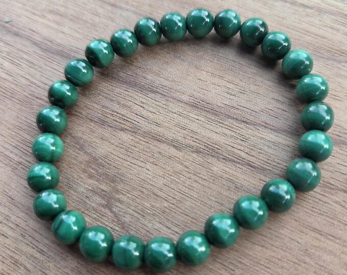 MALACHITE Chakra Stretch Bracelet All Natural Semi-Precious Stones Healing Metaphysical