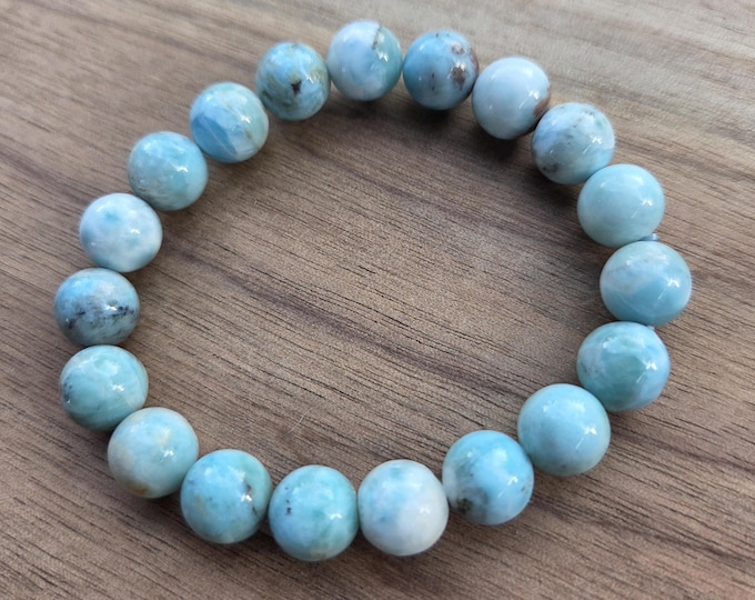LARIMAR GENUINE Chakra Stretch Bracelet All Natural Semi-Precious Stones Healing Metaphysical