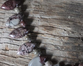 Crazy Horse Creek Jasper Beautiful Stone Natural Gemstone Sterling Silver Necklace