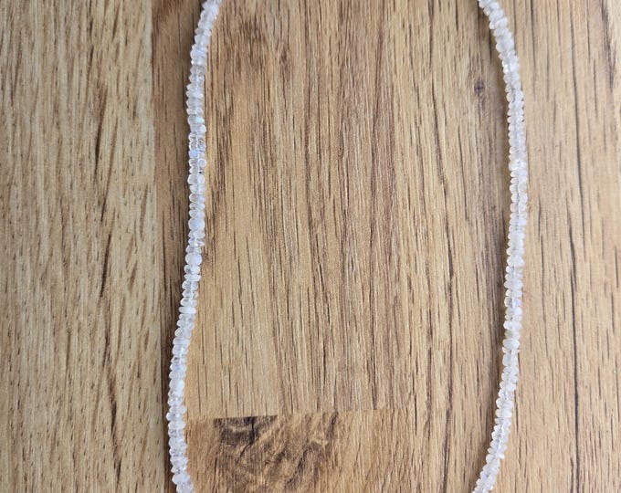 Rainbow Moonstone Faceted Necklace All Natural Semi-Precious Stones Healing Metaphysical
