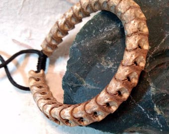 SNAKE VERTEBRAE Natural BEADED Bracelet, Adjustable Cord