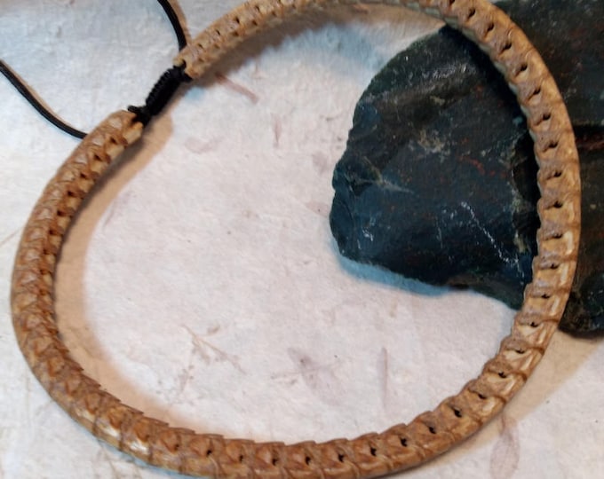 SNAKE VERTEBRAE Natural BEADED Necklace, Adjustable Cord