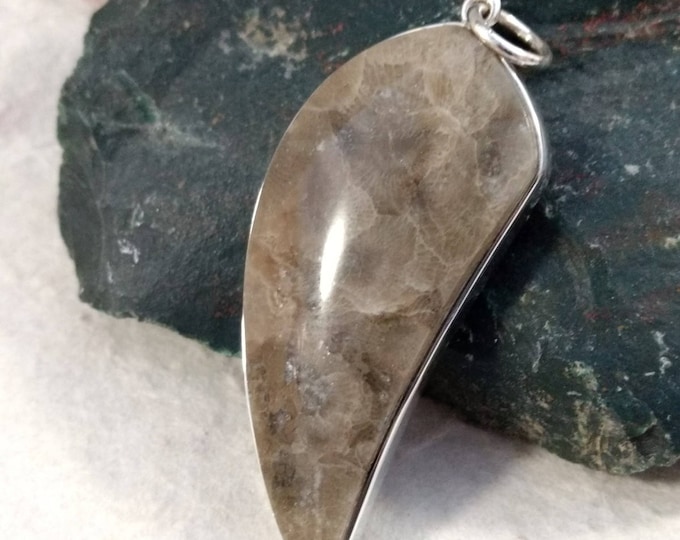 PETOSKEY Stone STATEMENT PENDANT Sterling Silver