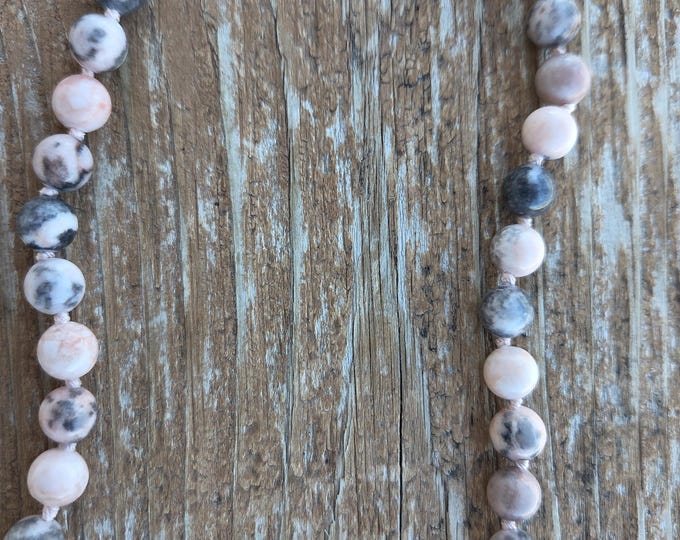 PINK ZEBRA JASPER Chakra Necklace All Natural Semi-Precious Stones Healing Metaphysical