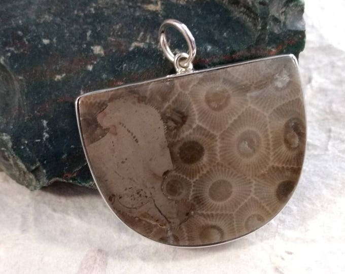 PETOSKEY Stone STATEMENT PENDANT Sterling Silver