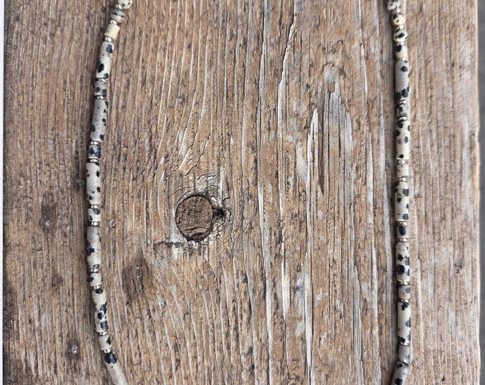 DALMATIAN JASPER Small Bead Necklace All Natural Semi-Precious Stones Healing Metaphysical