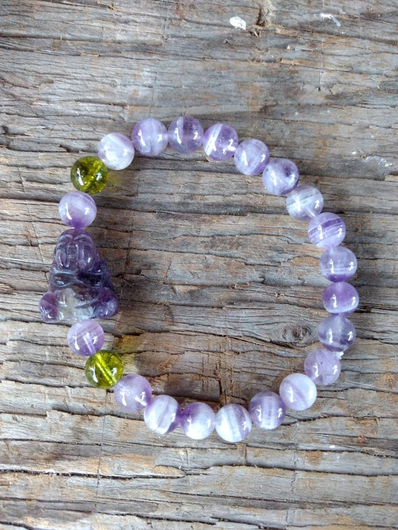 AMETHYST PERIDOT W Amethyst Buddha Chakra Stretch Bracelet All