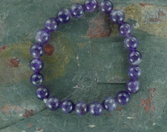 AMETHYST Chakra Stretch Bracelet All Natural Semi-Precious Stones Healing Metaphysical