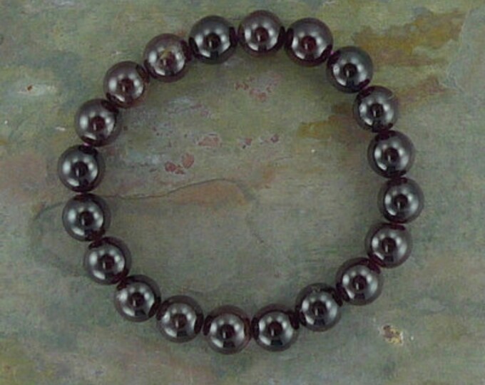 Garnet Chakra Stretch Bracelet All Natural Semi-Precious Stones Healing Metaphysical