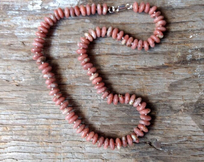 Pink Lepidolite Natural Gemstone Sterling Silver Necklace