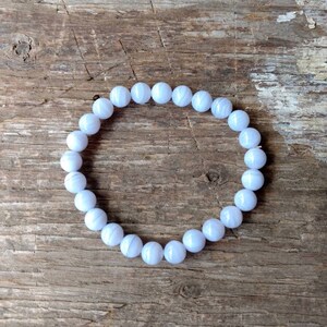 BLUE LACE AGATE Chakra Stretch Bracelet All Natural Semi-Precious Stones Healing Metaphysical