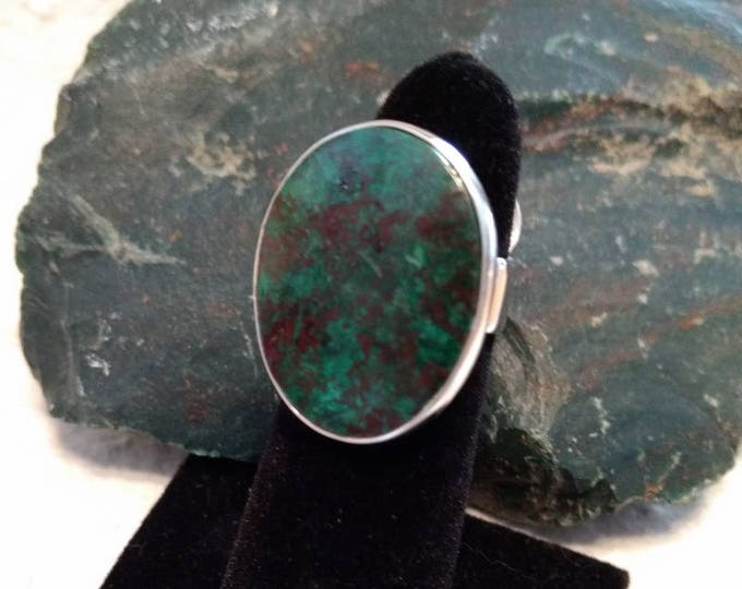 CHRYSOCOLLA Stone STATEMENT Ring Sterling Silver Size 8
