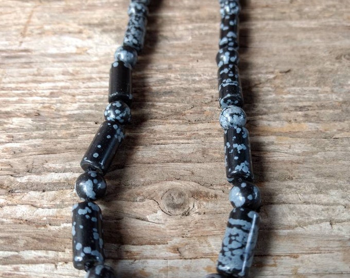 Snowflake Obsidian Natural Gemstone Sterling Silver Necklace