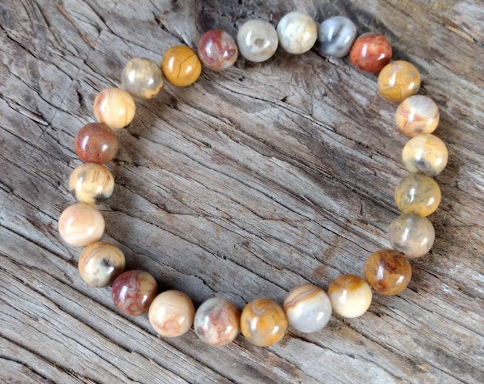 CRAZY LACE AGATE Chakra Stretch Bracelet All Natural Semi-Precious Stones Healing Metaphysical