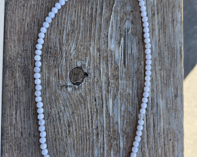 BLUE LACE AGATE Small Round Bead Necklace All Natural Semi-Precious Stones Healing Metaphysical