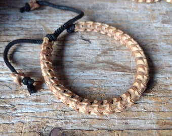 SNAKE VERTEBRAE Natural BEADED Bracelet, Adjustable Cord
