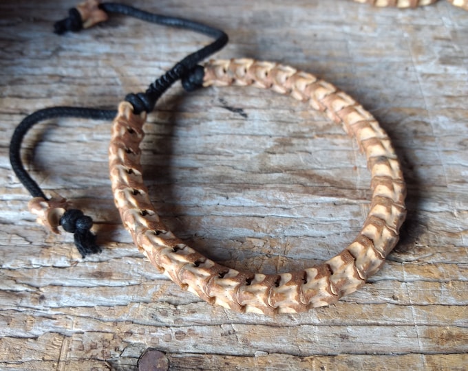 SNAKE VERTEBRAE Natural BEADED Bracelet, Adjustable Cord