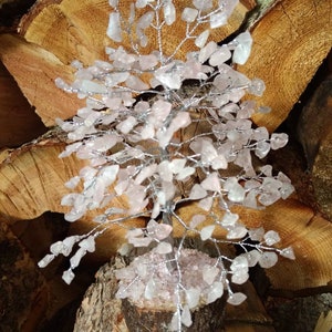 ROSE QUARTZ Gemstone Tree Handmade Natural Semi-Precious Stones Healing Metaphysical