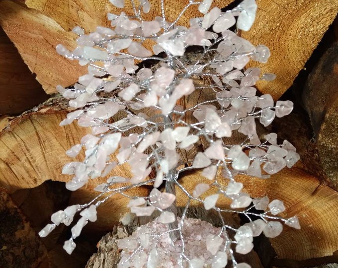 ROSE QUARTZ Gemstone Tree Handmade Natural Semi-Precious Stones Healing Metaphysical