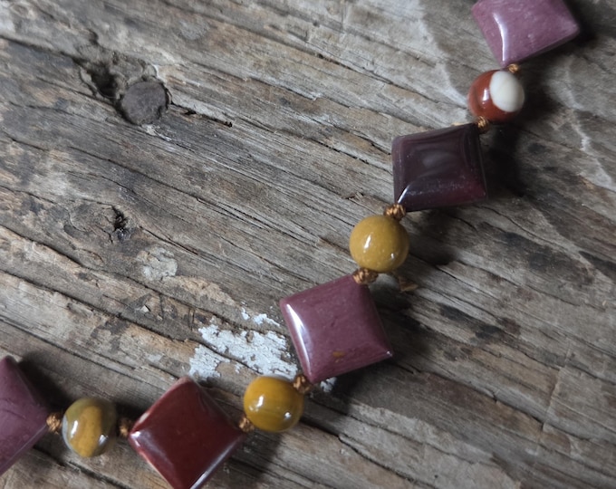 MOUKAITE JASPER Chakra Necklace All Natural Semi-Precious Stones Healing Metaphysical