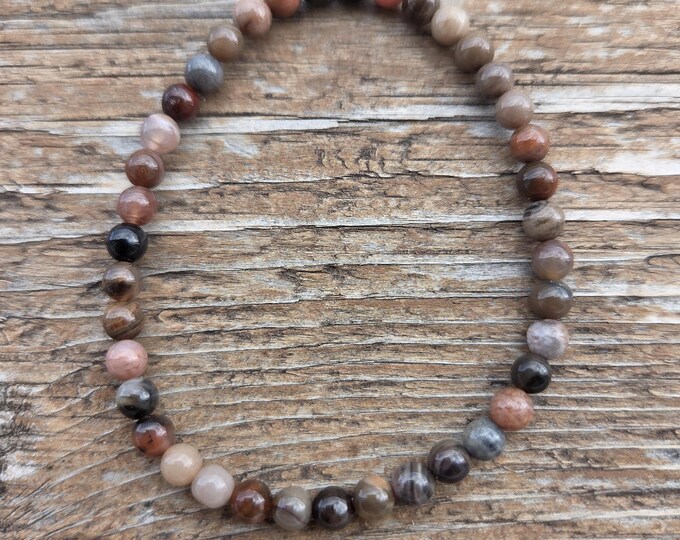 PETRIFIED WOOD MONTANA Chakra Stretch Bracelet All Natural Semi-Precious Stones Healing Metaphysical
