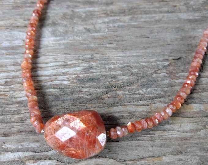 Sunstone Faceted (Oregon) Chakra Necklace All Natural Semi-Precious Stones Healing Metaphysical