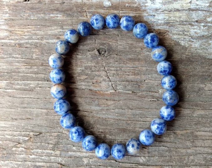 LAPIS LAZULI (Denim) Chakra Stretch Bracelet All Natural Semi-Precious Stones Healing Metaphysical