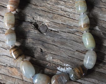 Blue Banded Agate Chakra Necklace All Natural Semi-Precious Stones Healing Metaphysical