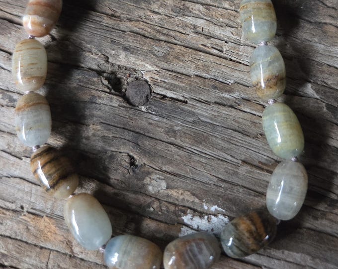 Blue Banded Agate Chakra Necklace All Natural Semi-Precious Stones Healing Metaphysical