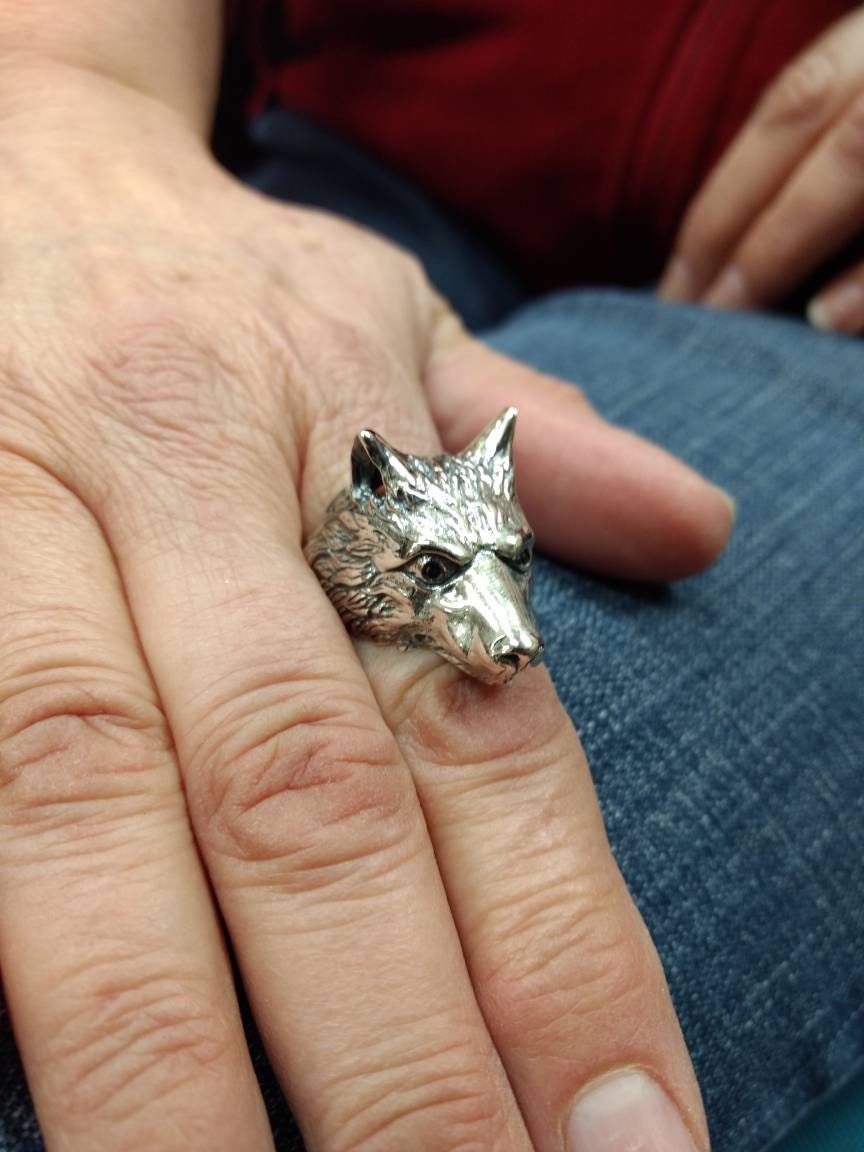 VINTAGE STERLING SILVER FOX FACE RING WITH WRAP AROUND TAIL SIZE 5 | eBay