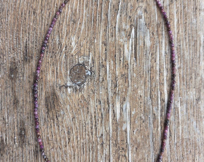 RUBY ROUGH TINY Small Bead Sterling Silver Necklace