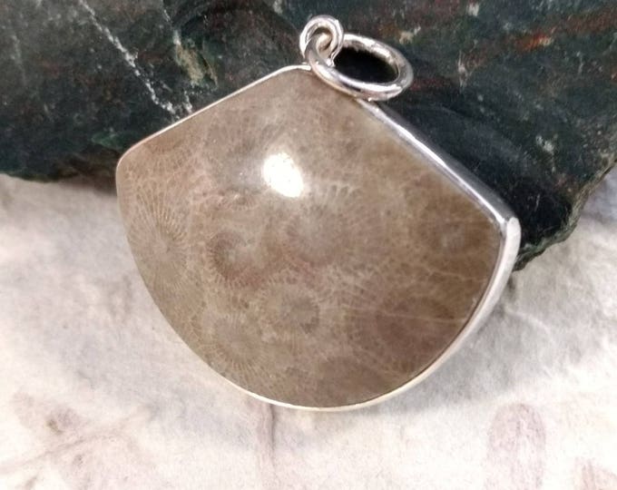 PETOSKEY Stone STATEMENT PENDANT Sterling Silver