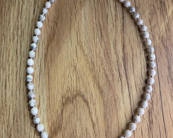 HOWLITE Faceted Bead Necklace All Natural Semi-Precious Stones Healing Metaphysical