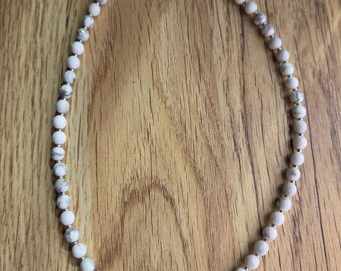 HOWLITE Faceted Bead Necklace All Natural Semi-Precious Stones Healing Metaphysical