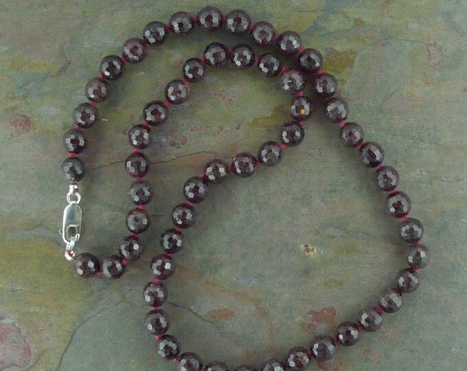 GARNET (Faceted) Chakra Necklace All Natural Semi-Precious Stones Healing Metaphysical