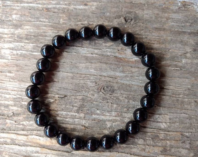 BLACK ONYX Chakra Stretch Bracelet All Natural Semi-Precious Stones Healing Metaphysical