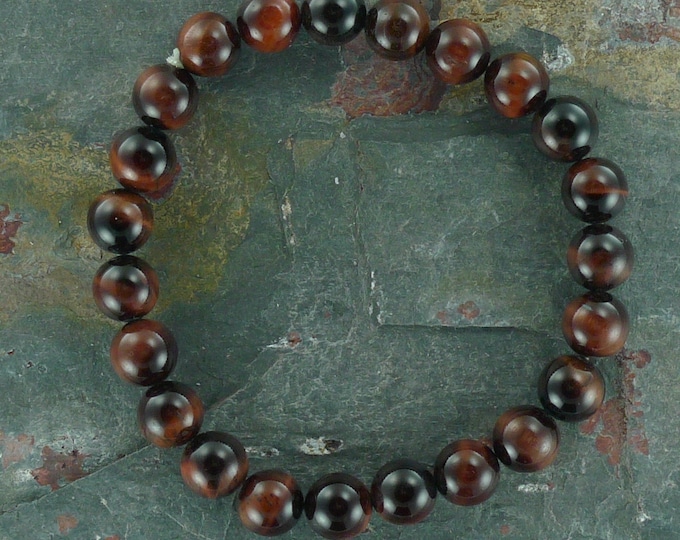 TIGER EYE (Red) Chakra Stretch Bracelet All Natural Semi-Precious Stones Healing Metaphysical