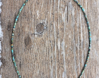 TURQUOISE AMERICAN TINY Small Bead Sterling Silver Necklace