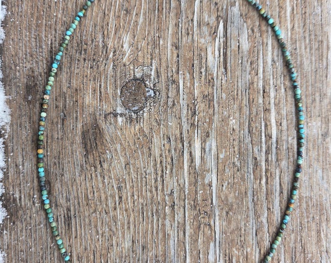 TURQUOISE AMERICAN TINY Small Bead Sterling Silver Necklace