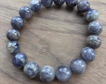 BLUE AMETHYST Chakra Stretch Bracelet All Natural Semi-Precious Stones Healing Metaphysical