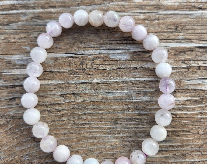 PINK KUNZITE Chakra Stretch Bracelet All Natural Semi-Precious Stones Healing Metaphysical