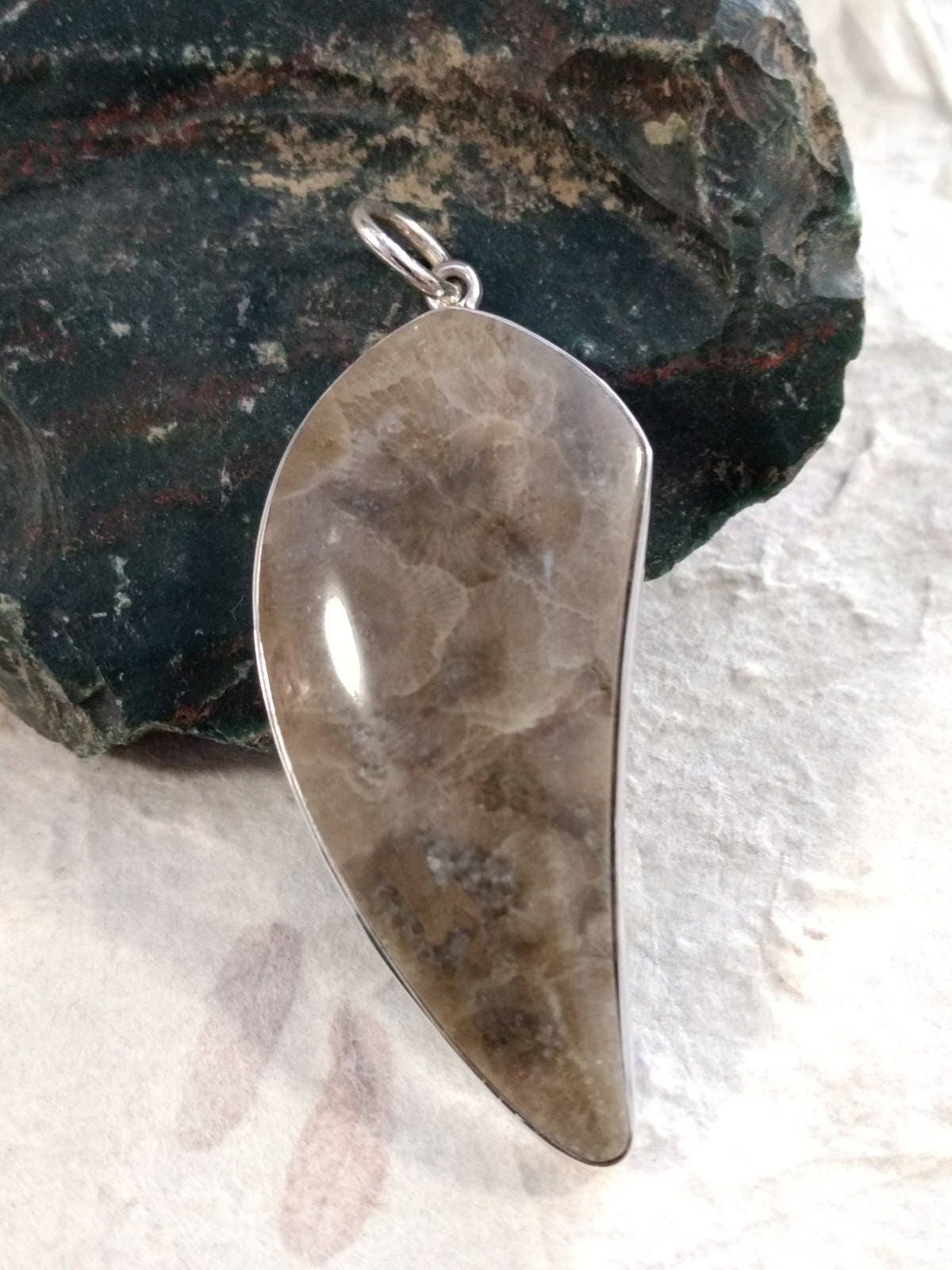 PETOSKEY Stone STATEMENT PENDANT Sterling Silver